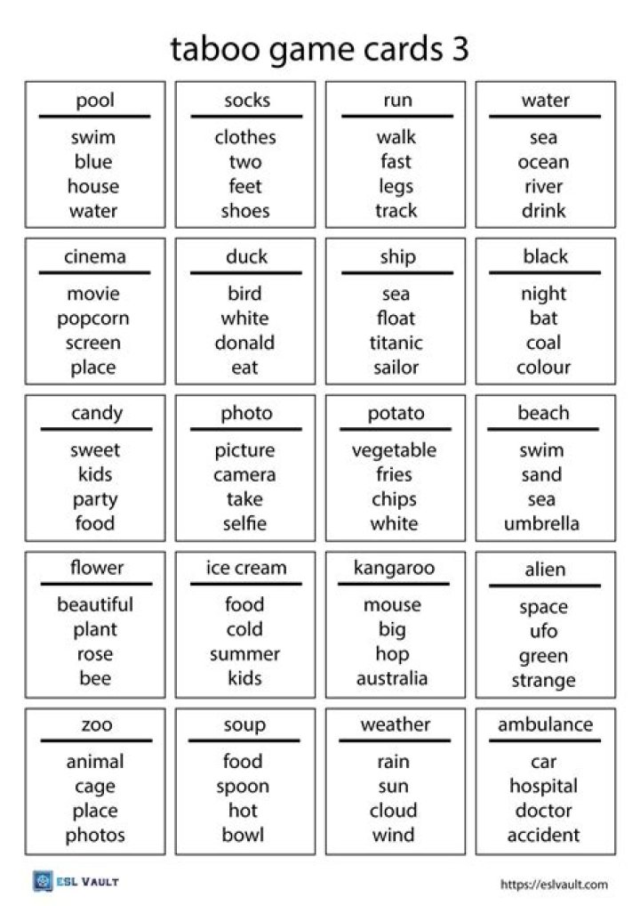 What are the taboo words examples