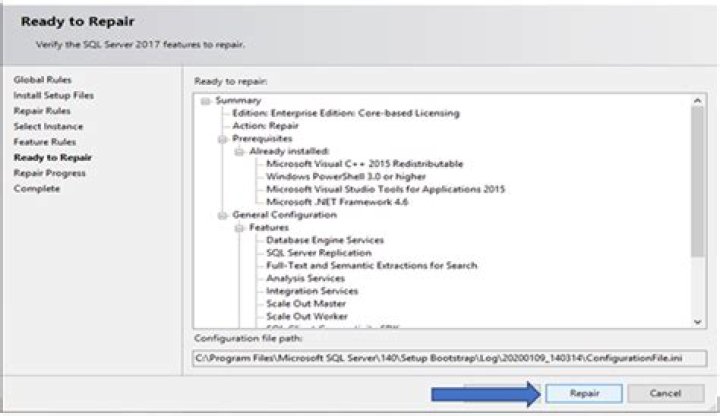What does SQL Server repair do