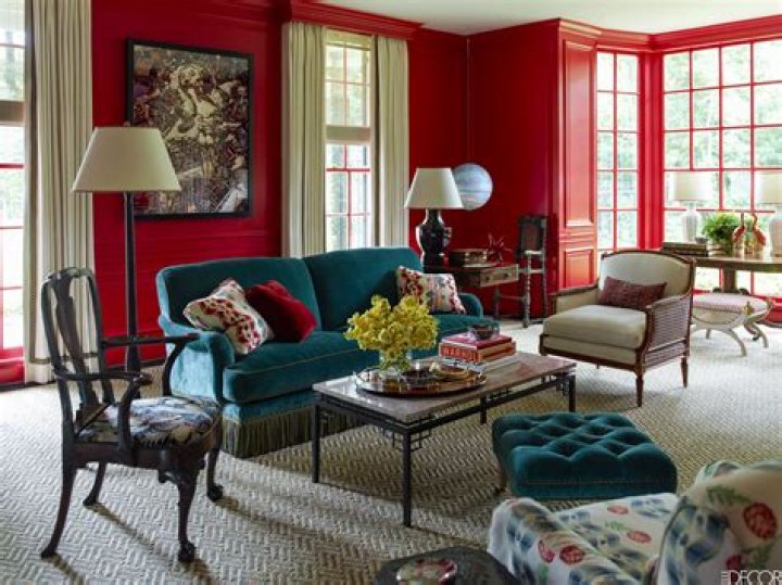 What goes with red living room