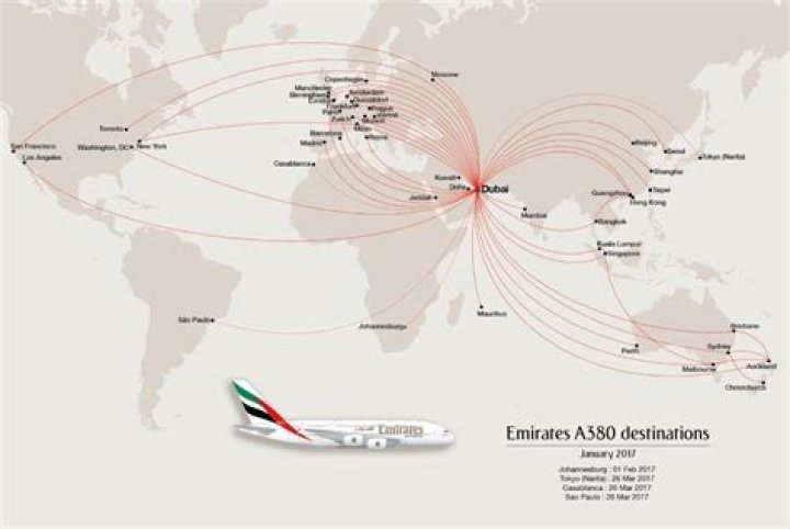 What routes does the A380 fly