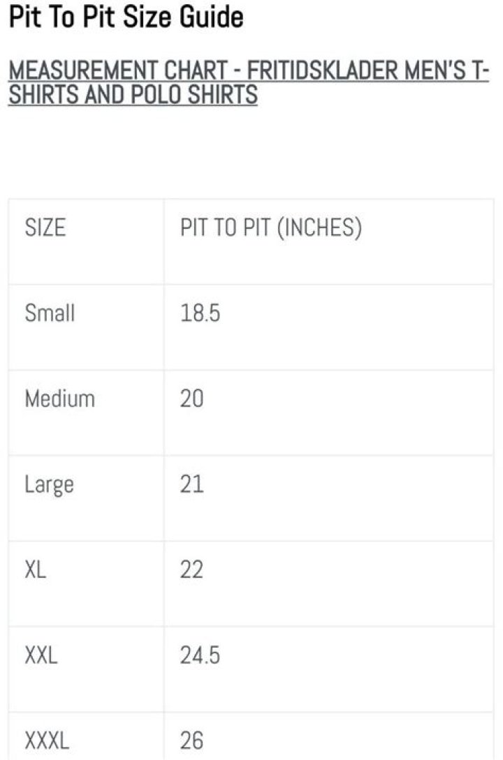 What size is 22 inches pit to pit